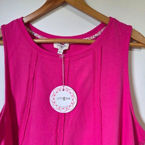 NWT UMGEE PINK SLEEVELESS SWING STYLE RAW HEM TOP SIZE LARGE - Picture 8 of 15